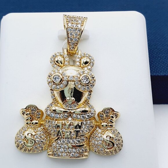 "14K Gold Plated Cubic Zircon Pendant, INUS1BR224 - Picture 1 of 9